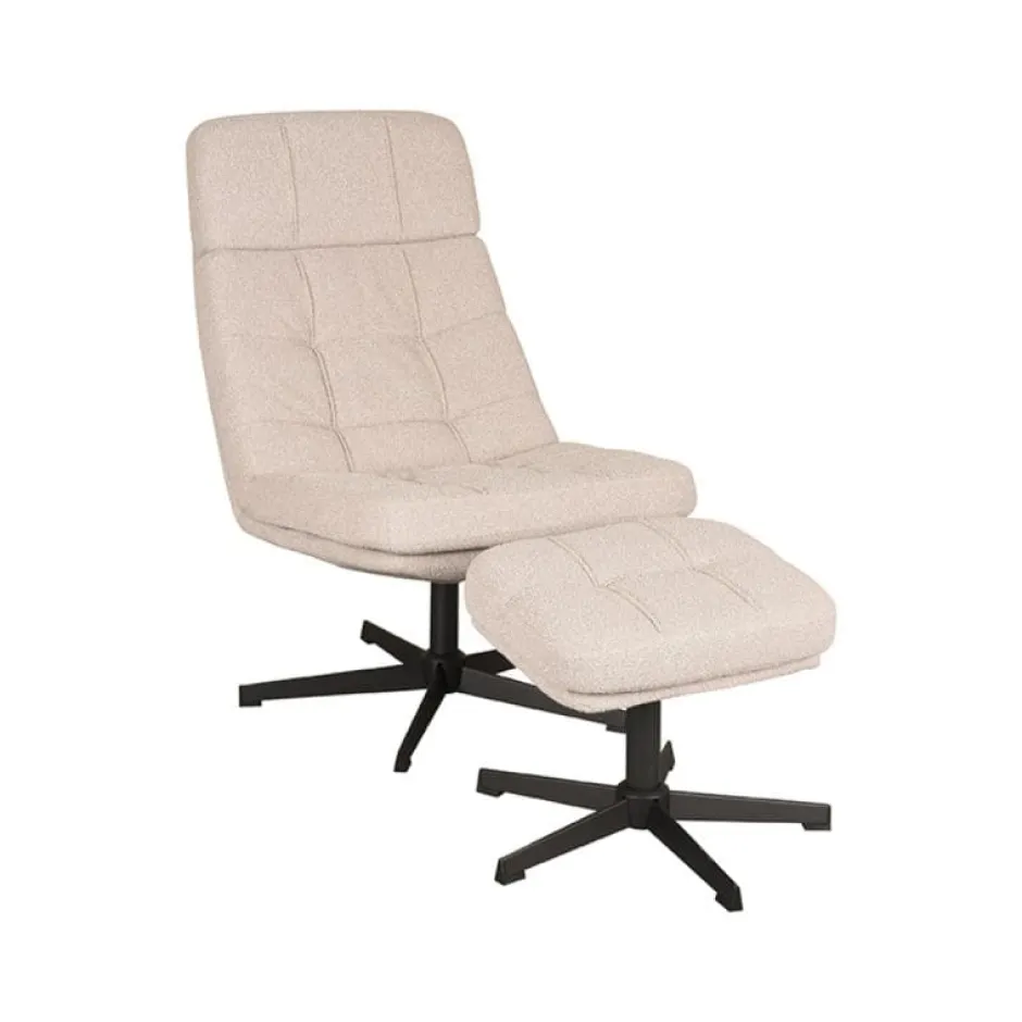 Draaifauteuil*HUUS Draaifauteuil Alvar + Hocker