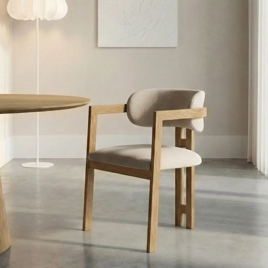 Eetkamerstoelen*HUUS Eetkamerstoel Japandi – armleuning